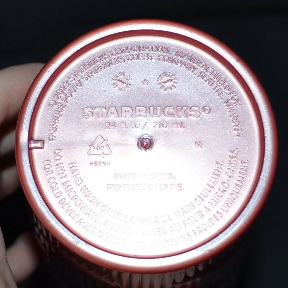 Starbucks Pink Lemonade/ Rose Gold 2022 24 oz Tumbler No straw!